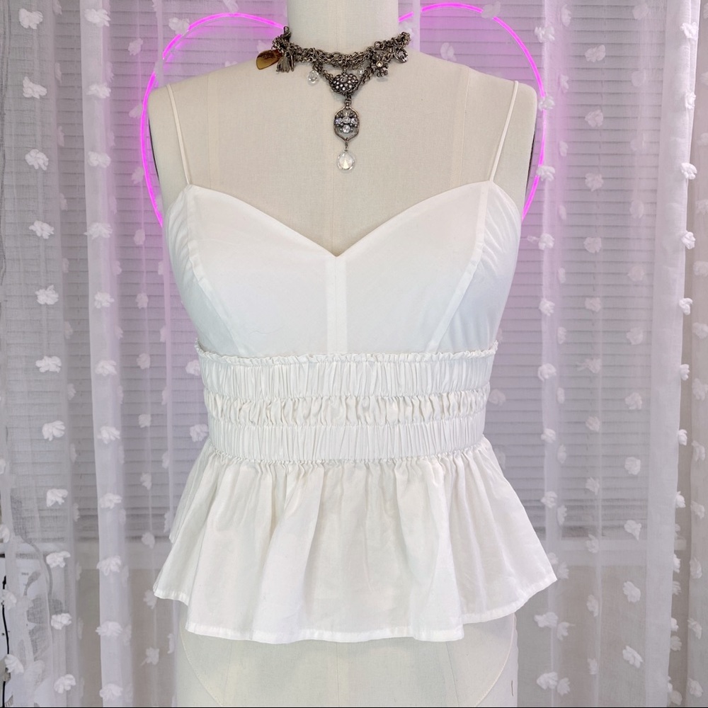Peplum Spaghetti Strap Cropped Blouse